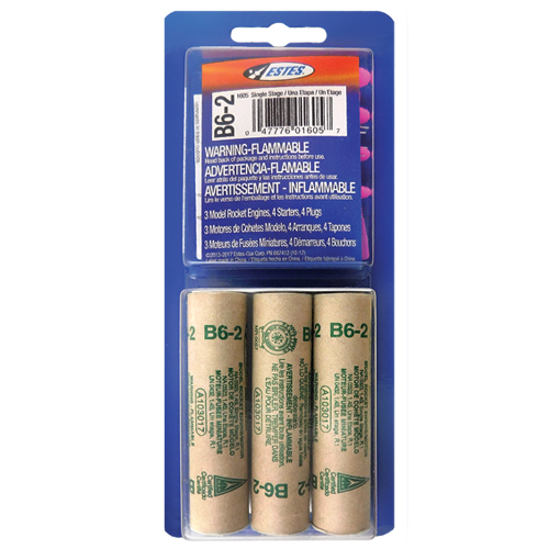 Estes B6-2 ROCKET ENGINES, 3 ENGINES PER PACK