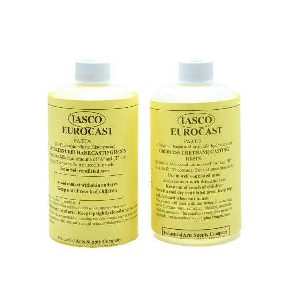 Eurocast Odor Free Casting Resin Part A and Part B bottles.