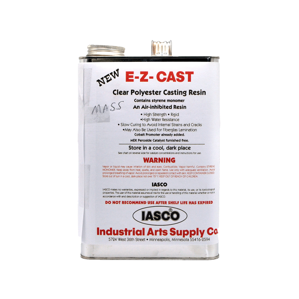 Mass Cast clear polyester resin can.