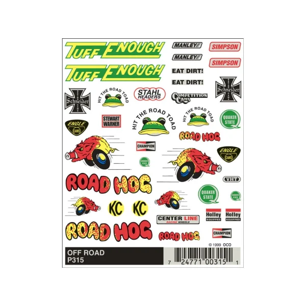 Pinecar dry transfer decals, hot rod package.