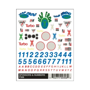 Sheet of sticker decals from Pinecar.