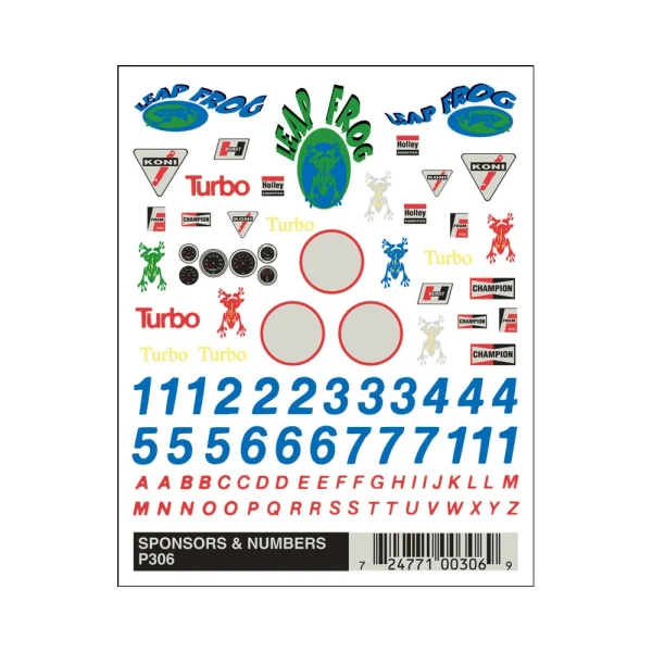 Sheet of sticker decals from Pinecar.
