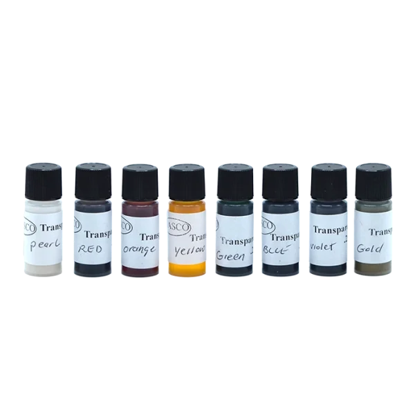 Color EZ Cast Transparent Dye, 8 pack of colors pearl, red, orange, yellow, green, blue, violet, and gold.